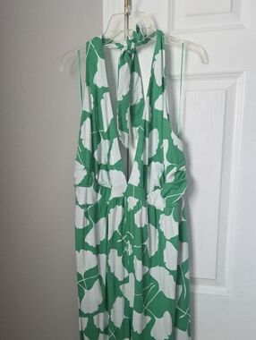 Diane Von Furstenberg For Target Green And White Halter Jumpsuit